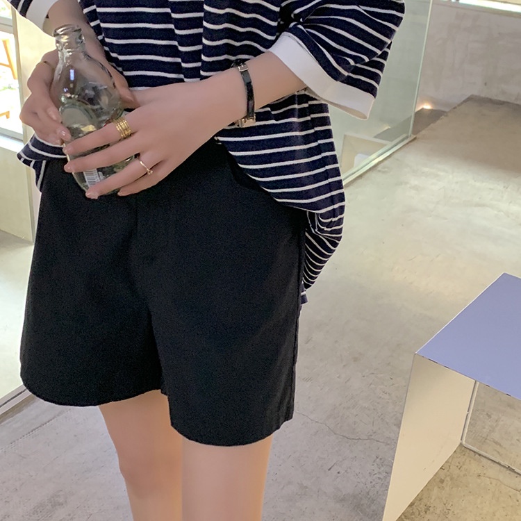 Quần short nữ Lưng cao Màu trơn Form rộng Cao cấp Ulzzang Hàn Quốc Quần sooc đùi nữ Cạp cao Thời trang
