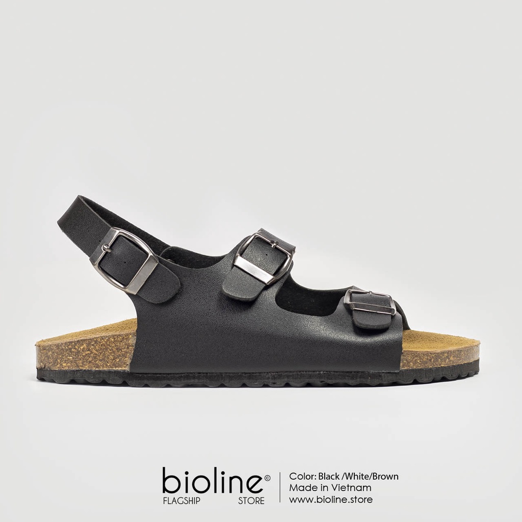 [DA BÒ THẬT] D02-Dép Sandal da bò quai ngang Birken Bioline Unisex (Đế trấu)