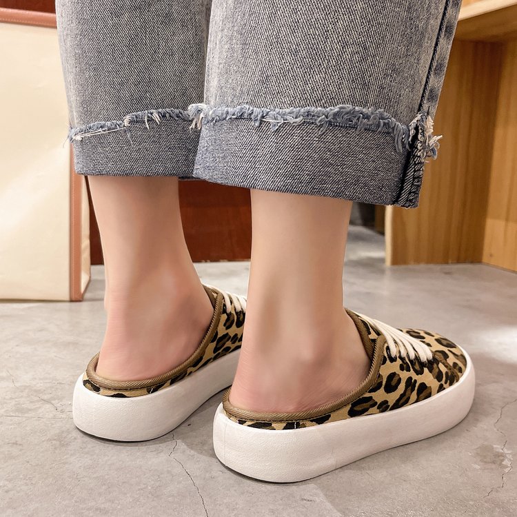 [ Mã 66CBSALE giảm 30K đơn 200K] Giày Lười Chất Liệu Vải Bố Phối Dây Dạng Tròn Dễ Thương Cho Nữ | BigBuy360 - bigbuy360.vn