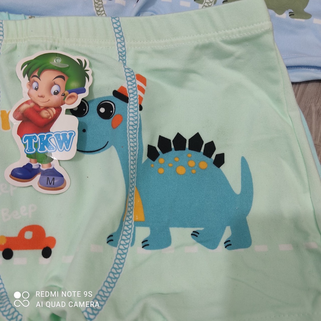 Set 3 Quần Chip Bé Trai, Quần Lót Bé Trai Chất Vải Thông Hơi Quảng Châu Thoáng Mát họa tiết khủng long Dino_Umeekids