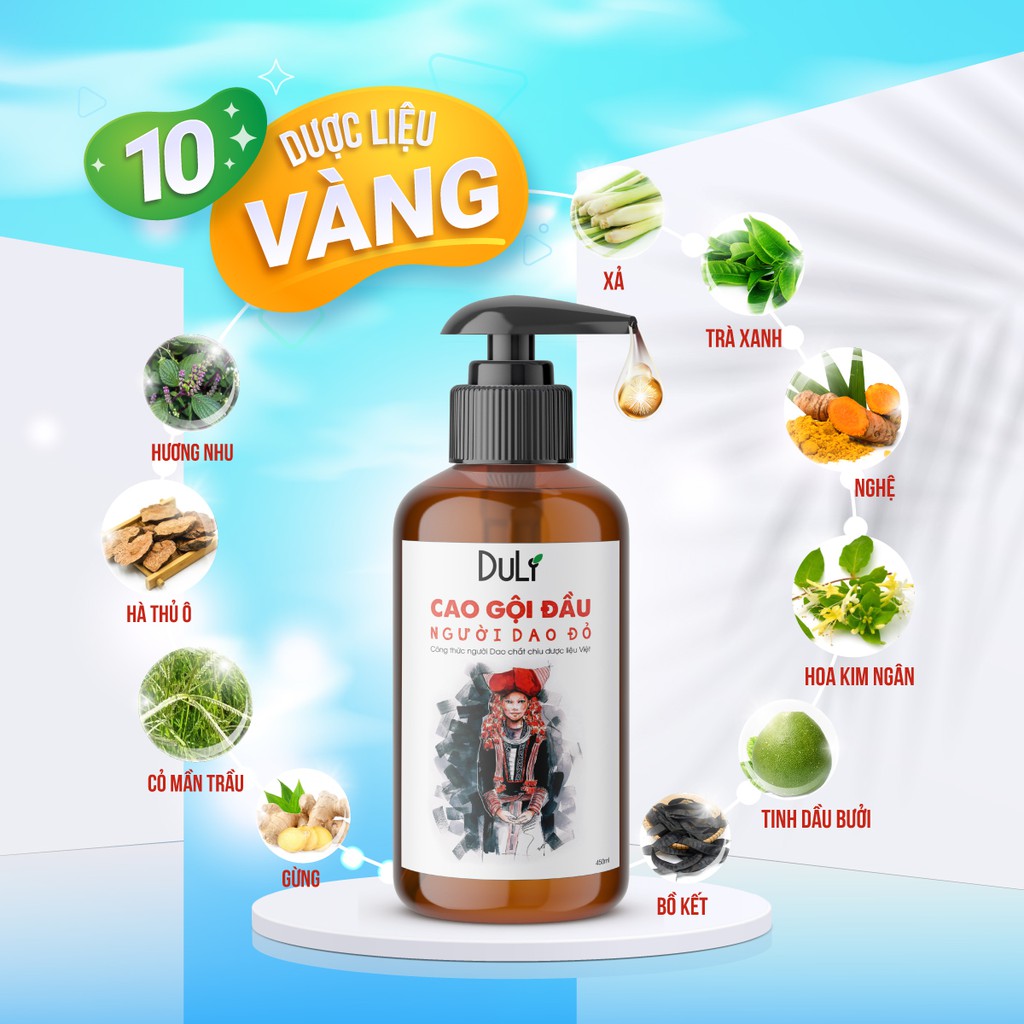 CAO DẦU GỘI THẢO DƯỢC DULIVE NGƯỜI DAO ĐỎ - 180ML NGỪA RỤNG TÓC