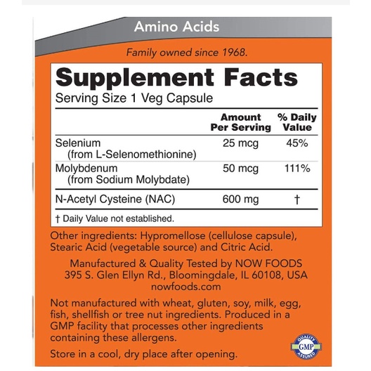 Thực Phẩm Giải Độc Gan cực mạnh ,do Bia rượu nhiều  NOW NAC 600mg 250 viên