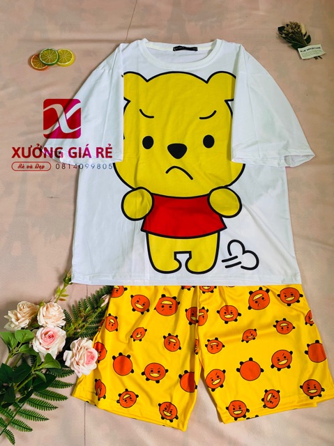 [ẢNH THẬT] - SET ÁO COTTON + QUẦN SHORT HOẠT HÌNH SIÊU CUTE ĐÁNG YÊU