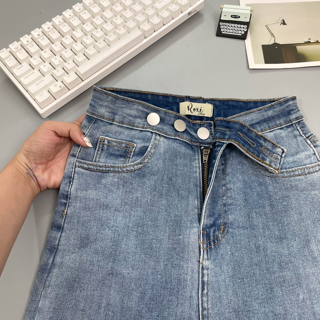 Quần Jeans Nữ Lưng Cao Siêu Co Gĩan  Cạp 3 nút Chuẩn Xịn Maika-Jeans (Hình thật shop chụp kèm video)