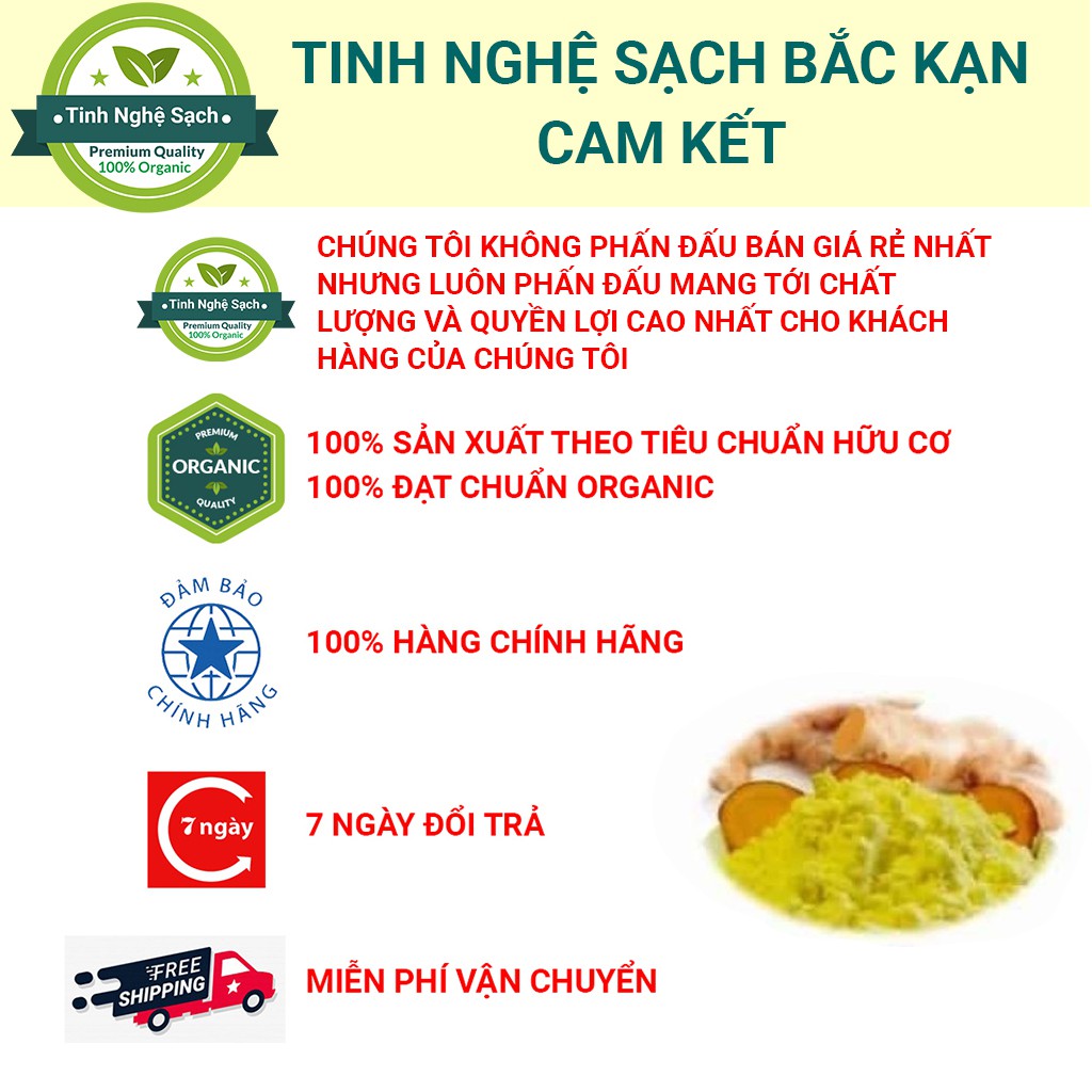 Tinh bột nghệ Organic cao cấp Bắc Kạn, Tinh bột nghệ nguyên chất Bắc Kạn 220g, có chứng nhận Tiêu chuẩn Organic