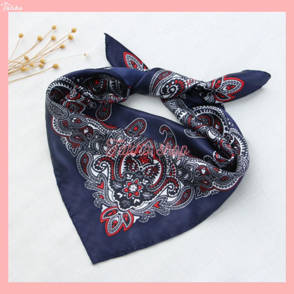 [Hàng Xịn, Giá Tốt]  Khăn Bandana EXO (Khăn Turban) Cao Cấp Họa Tiết Tế Bào Đơn Thổ Cẩm - Lụa Satin - 60x60cm - Mã B008