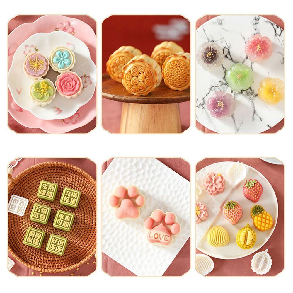 AUGUSTINA Set 7 Khuôn Nhấn Làm Bánh Trung Thu Tiện Dụng