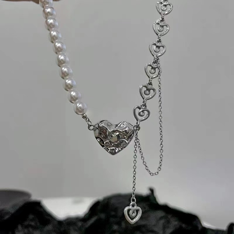 Vòng Cổ Đính Ngọc Trai Hình Trái Tim Xinh Xắn Cho Nữ