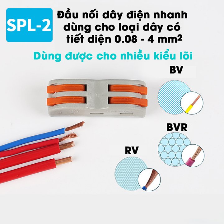 Đầu khớp cút cầu nối nhanh dây điện siêu nhanh siêu tiện lợi 2P 2 đầu 4 cổng an toàn thông minh