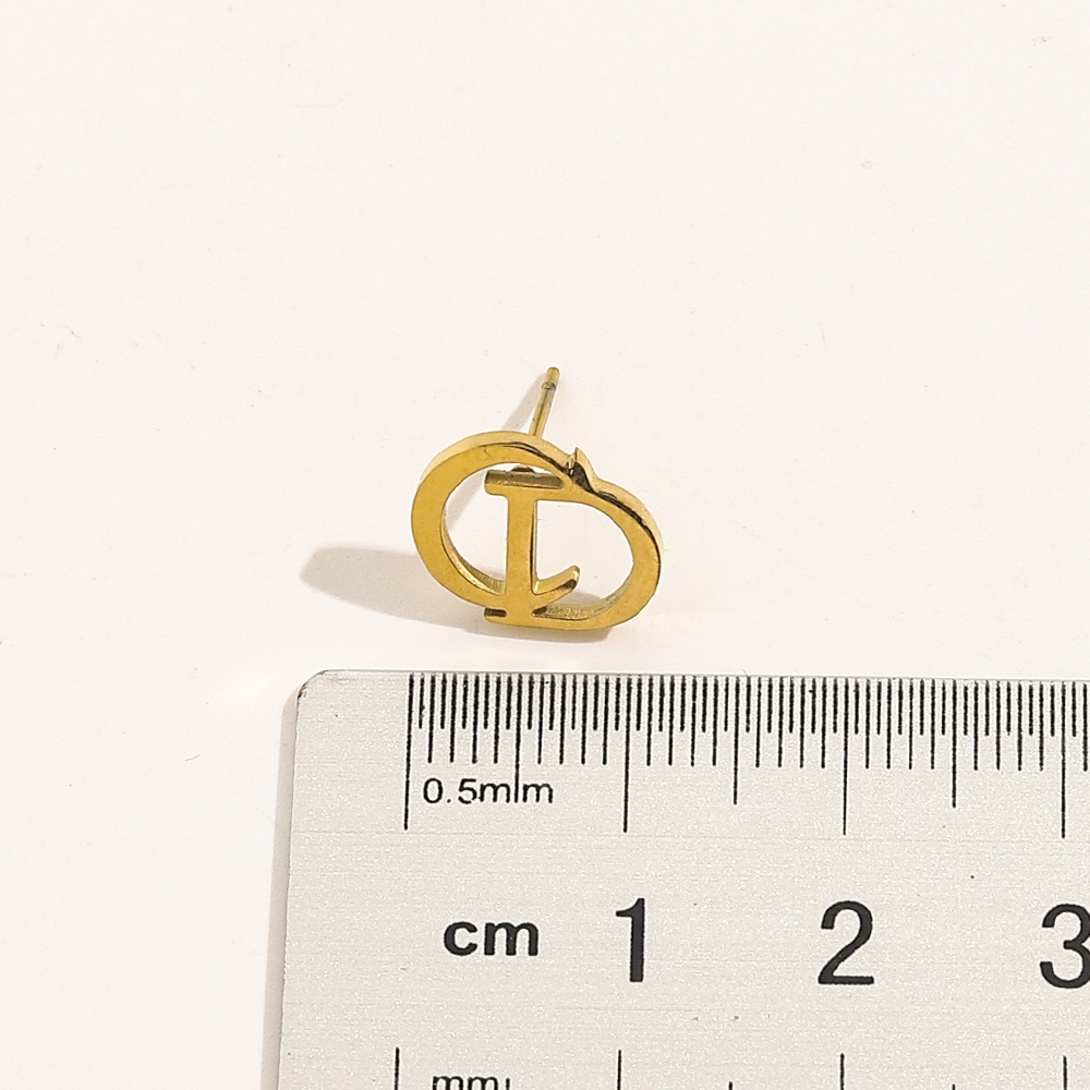 Khuyên Tai Tròn Bằng Thép Titan In Logo Dior Thời Trang Cho Nữ