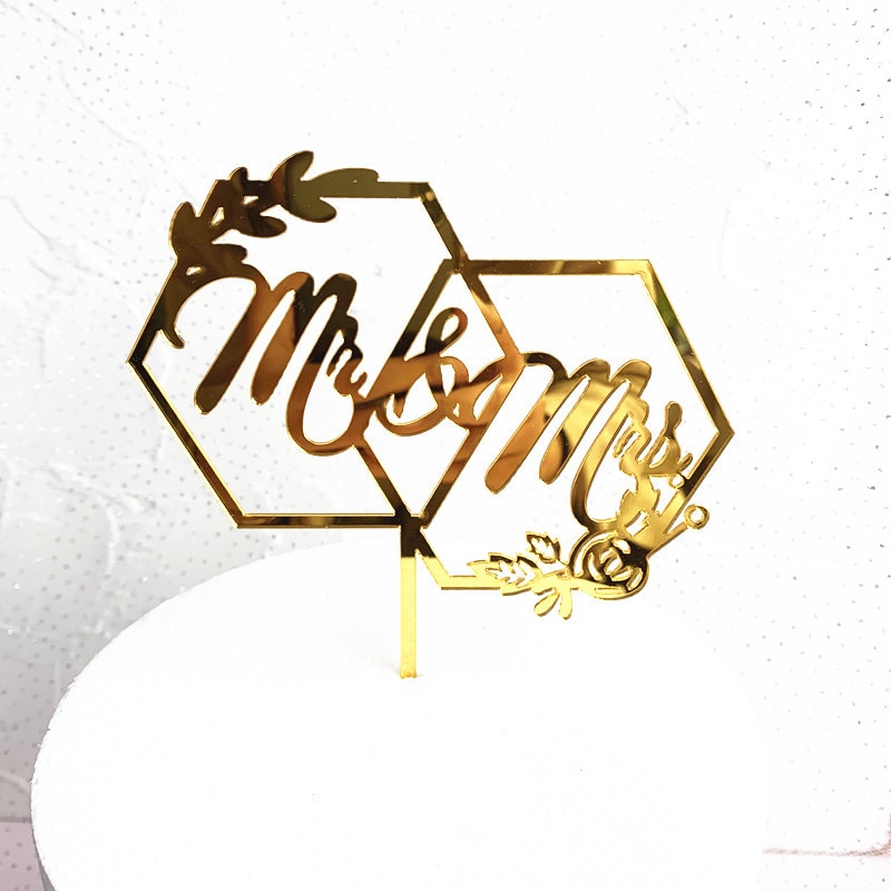 Topper cắm trang trí bánh kem hình chữ Mr/Mrs