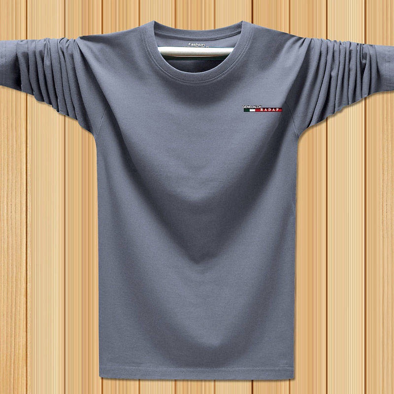 Áo thun 100% cotton tay dài cổ tròn dáng rộng thời trang thu đông cho nam