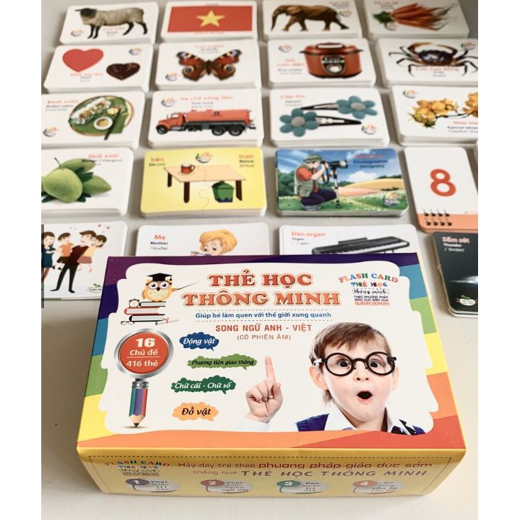 [Xả kho] Bộ thẻ học thông minh 416 thẻ với 16 chủ đề về thế giới xung quanh cho bé (Flashcard)