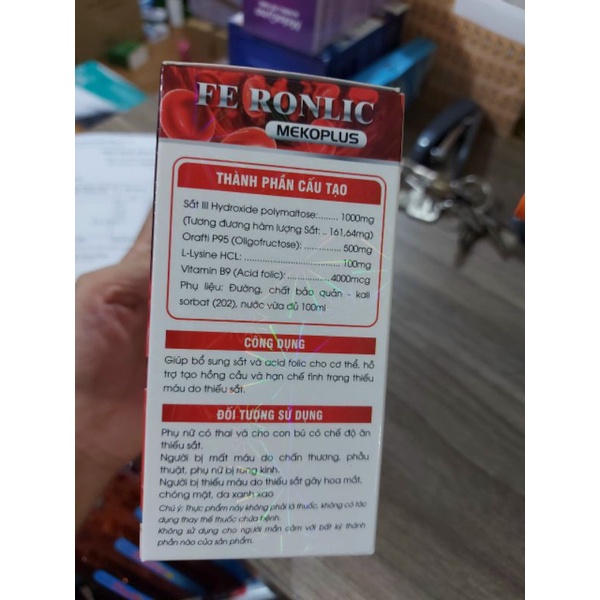 Fe Ronlic Mekoplus bổ sung sắt và acid folic, giảm thiếu máu do thiếu sắt, hỗ trợ quá trình tạo máu
