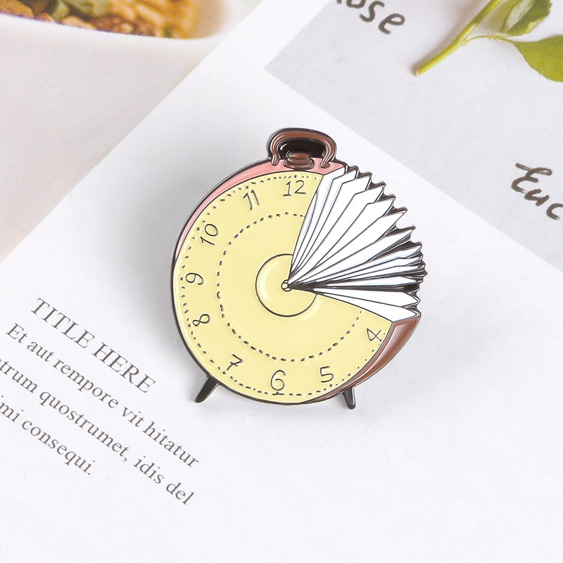 Ghim Cài Áo Hình Đồng Hồ Báo Thức Đọc Sách Hoạt Hình Sáng Tạo