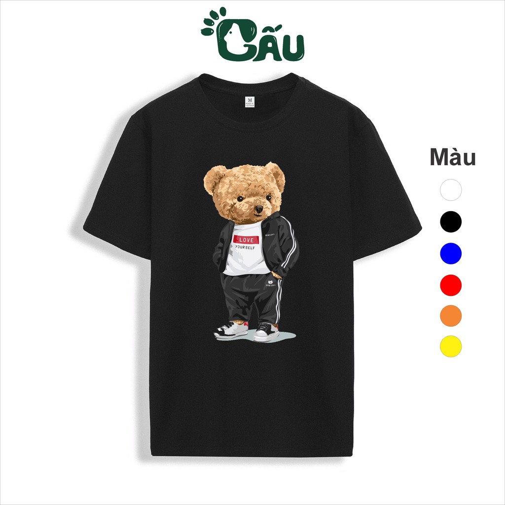 Áo thun nam GẤU 194 - MEN cổ tròn tay ngắn vải coton co dãn, dày dặn, form regular fit - Gấu Teddy Ngầu