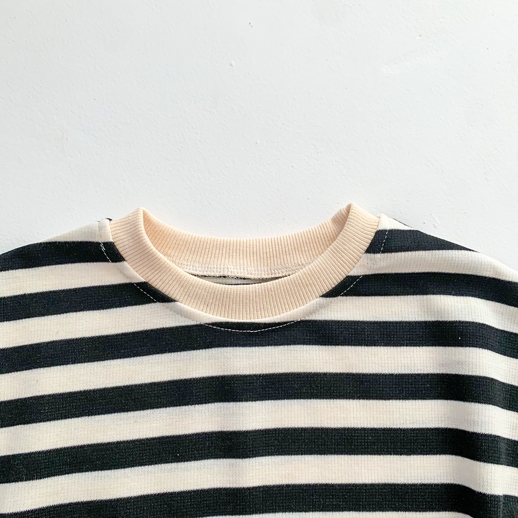 Bộ đồ liền thân kẻ sọc + mũ tai thỏ xinh xắn cho bé sơ sinh