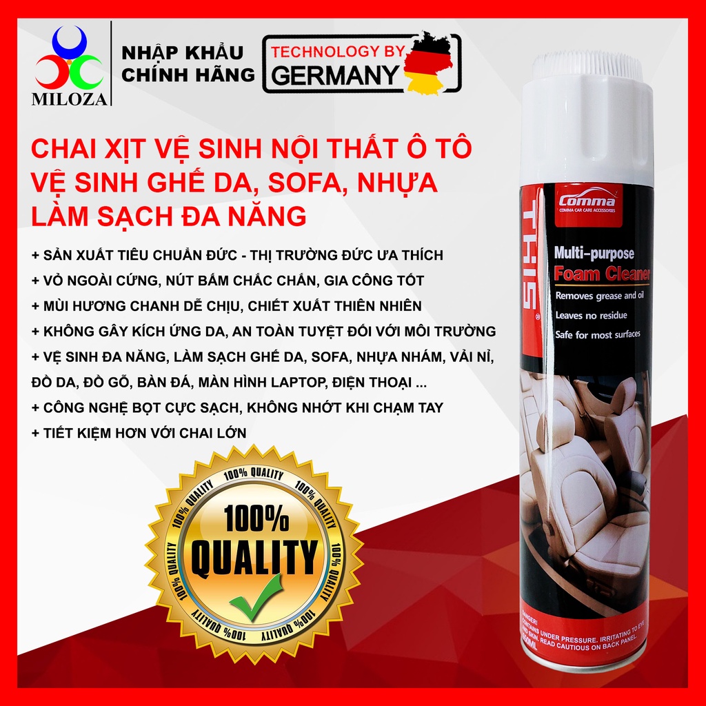 [SIÊU SẠCH] Vệ Sinh Ghế Sofa - Lau Ghế Da, Trần Nỉ, Taplo Xe Hơi - Vệ Sinh Nội Thất Ô tô - THIS Foam Cleaner - MILOZA