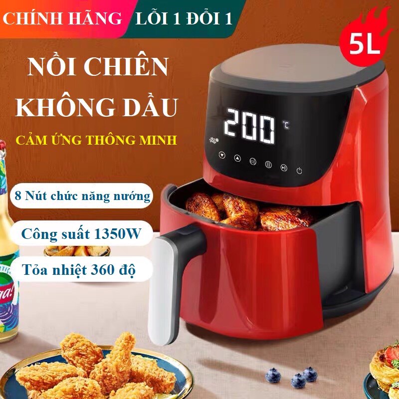 Nồi chiên không dầu Cát Á - CR5120 dung tích lơn 5L, công suất 1400W sử dụng công nghệ chiên thế hệ mới - Bảo hành 1 năm