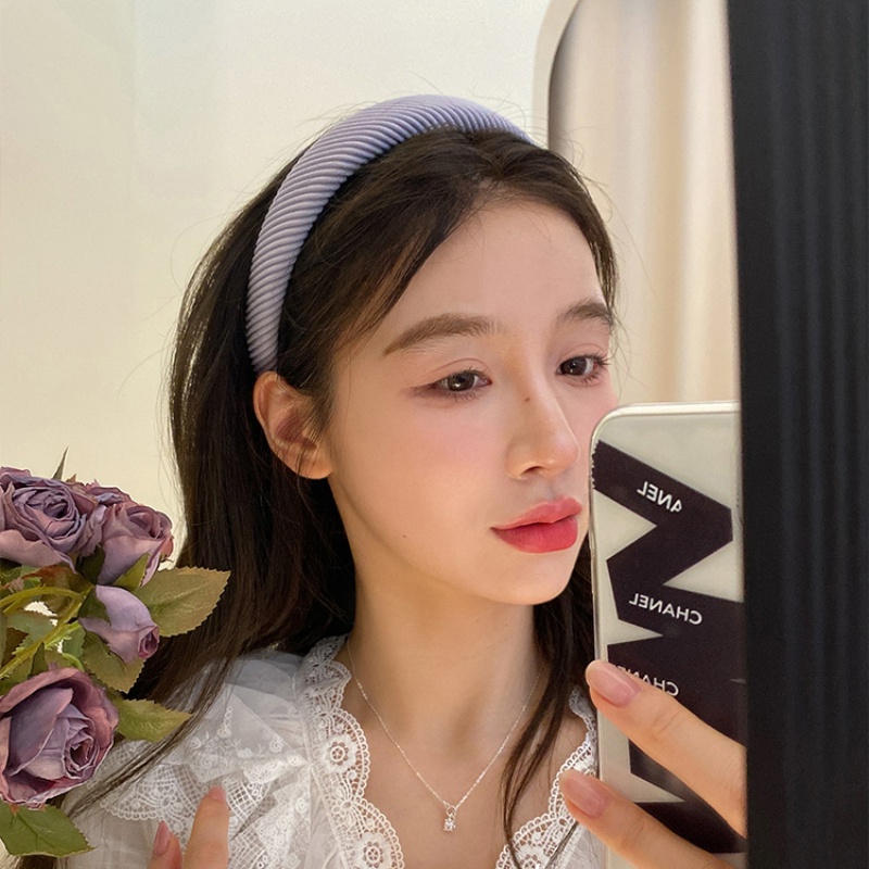 Băng Đô Cài Tóc Bản Rộng Kẻ Sọc Đơn Giản Thời Trang Hàn Quốc Cho Nữ