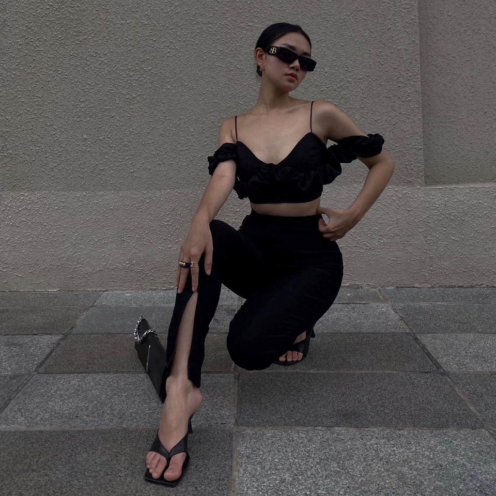 25 STUDIO Quần xẻ tà nữ cạp chun cao Jersey Pants