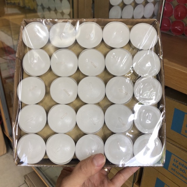 Nến Tealight đỏ đốt đèn xông tinh dầu - đèn cầy trang trí viên tròn mini cháy hơn 4 giờ