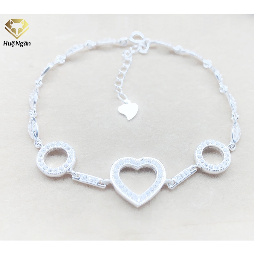 Lắc tay bạc 925 Huệ Ngân - Trái tim yêu Heart and Circle RYB140044