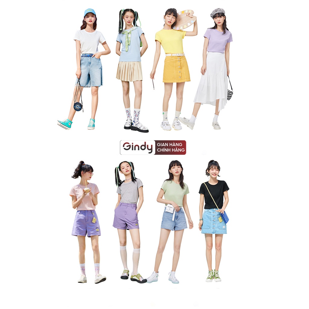 Áo phông cotton thun trơn nữ form vừa cổ tròn GINDY tay ngắn 4 chiều form vừa thoáng mát dễ phối đồ Hàn Quốc A005 | BigBuy360 - bigbuy360.vn