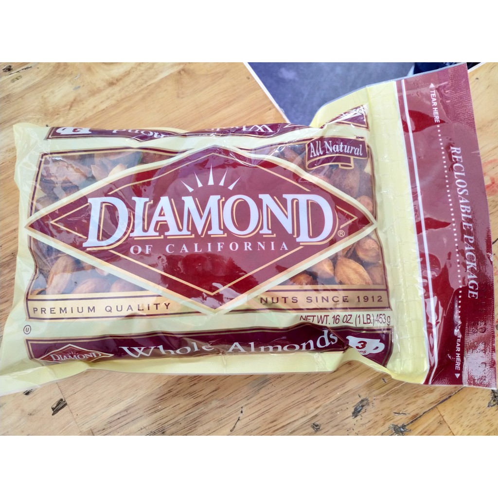 Hạnh nhân Diamond rang bơ 453g nhập USA (hạt dài vỏ mỏng)