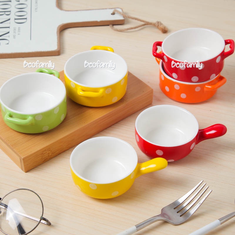 Bát ăn dặm kiểu Nhật, truyền thống gốm sứ hình nồi chấm bi nhiều màu mini 100ml-Beofamily