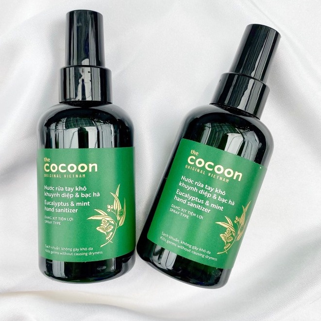 Nước rửa tay khô khuynh diệp & bạc hà Cocoon sạch khuẩn, không gây khô da 140ml - HUNOXA