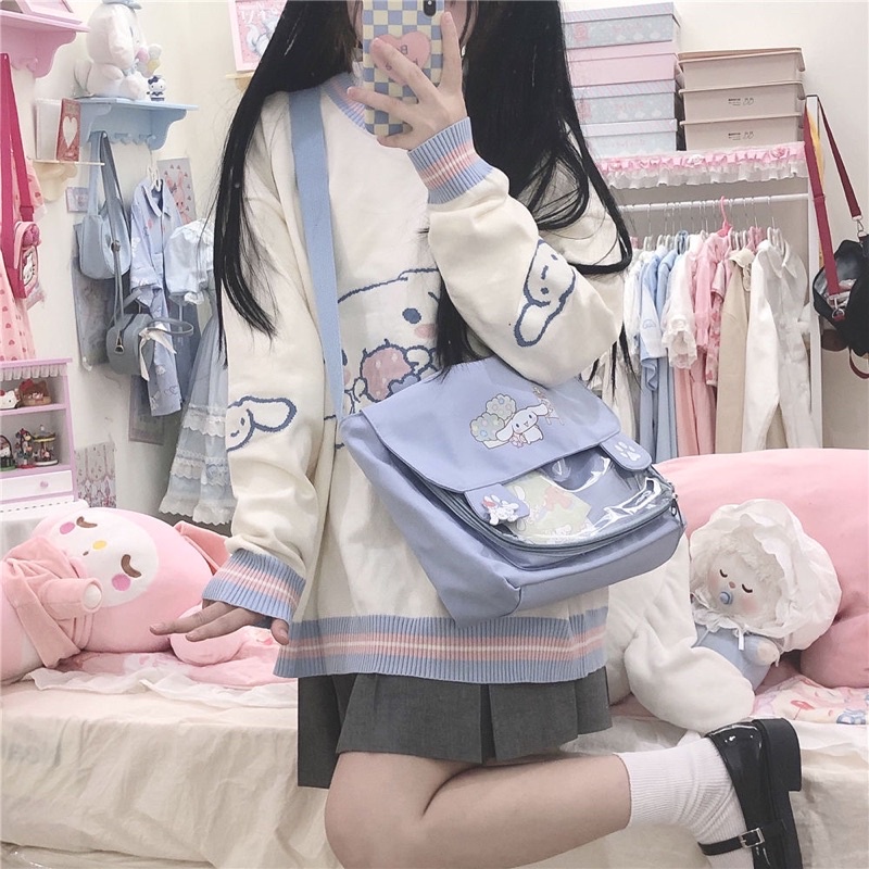 [Có sẵn] Áo Len Cinnamoroll Bo Viền