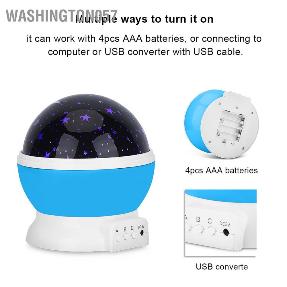 Washington057 Rotating Night Star Projection Lamp LED Light Romantic for Bedroom Christmas Gift