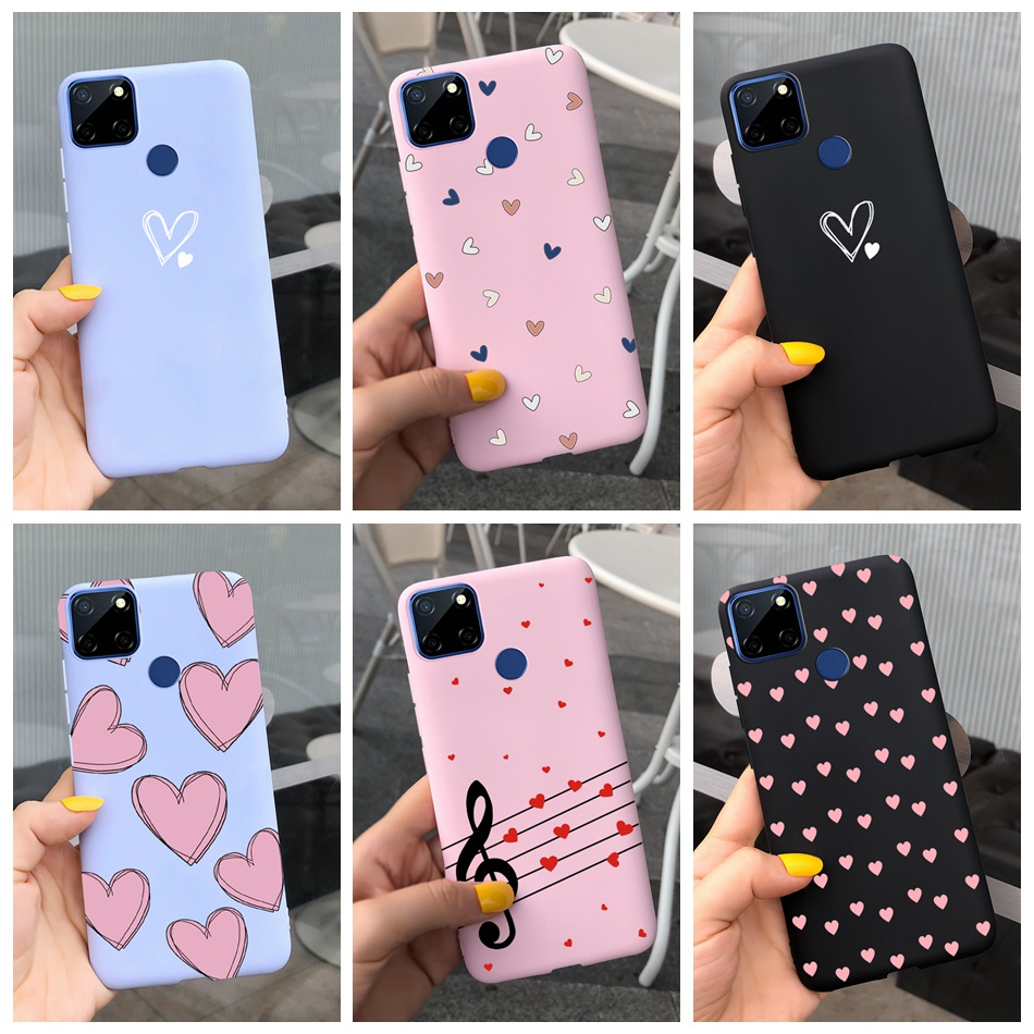 Ốp Điện Thoại Tpu Dẻo Họa Tiết Hoạt Hình Trái Tim Dễ Thương Cho Realme C12 C15 C21 C21Y