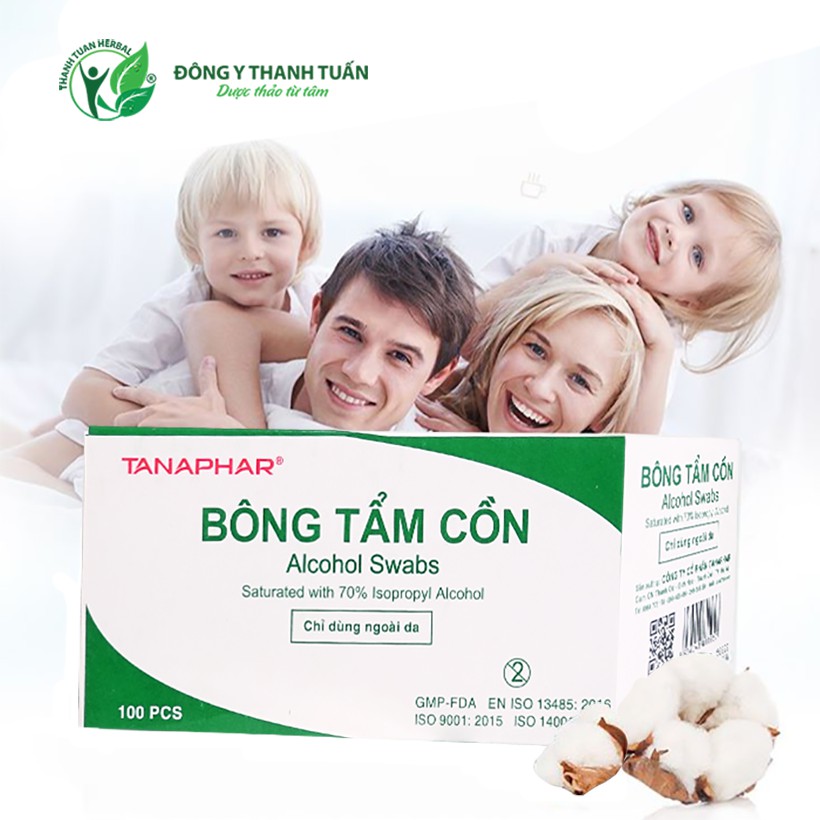 Combo 2 Hộp Bông Tẩm Cồn Khô Tanaphar (Alcohol Swabs) - Sát Trùng Vết Tiêm, Vết Thương