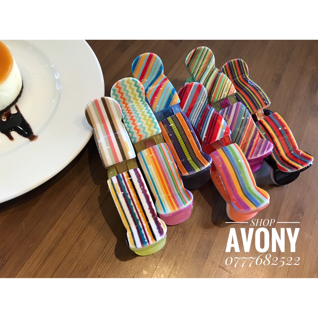 Kẹp tóc 3 răng đầu tròn Honey in sọc dọc pb 2