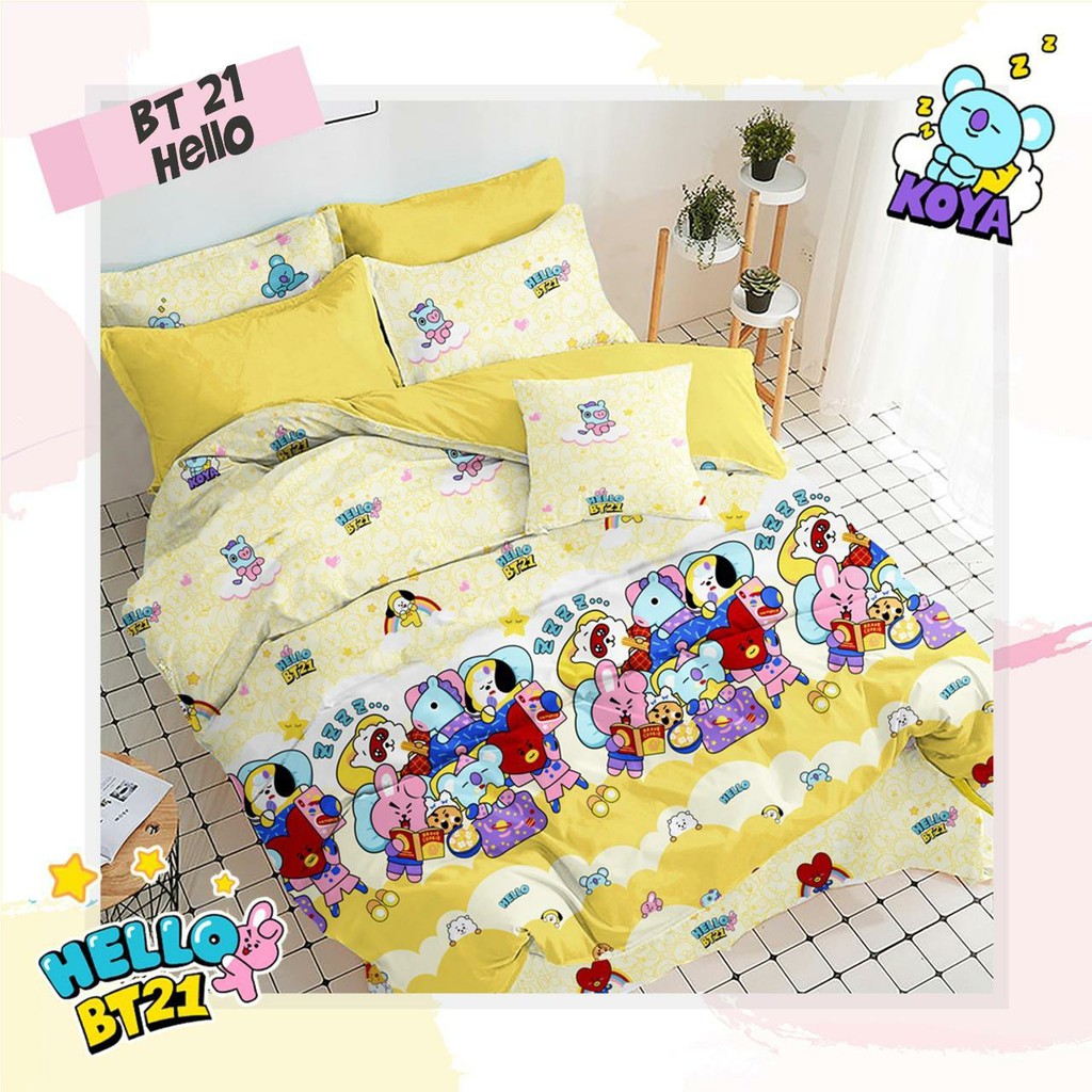 Ga Trải Giường Vải Cotton Lanh In Hình Nhân Vật Bt21 Bts Uk 180 160 120 100 90