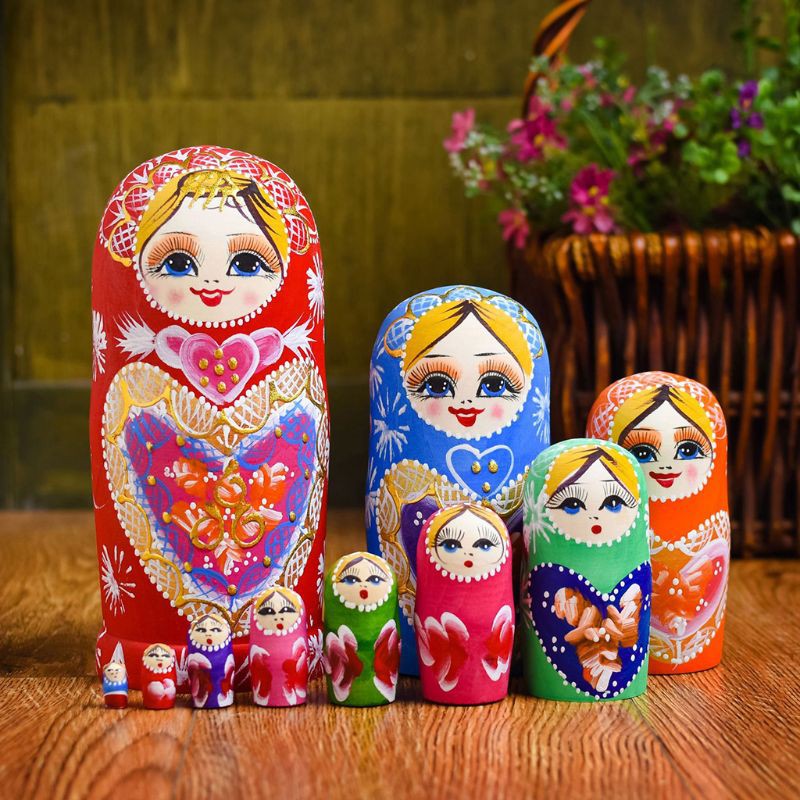 Bộ 10 Lớp Búp Bê Nga Matryoshka Làm Từ Gỗ Độc Đáo