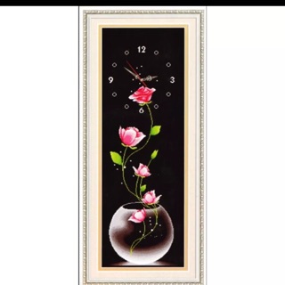 TRANH THÊU CHỮ THẬP- ĐỒNG HỒ BÌNH HOA- DLH YA1019- KT: 40x100cm