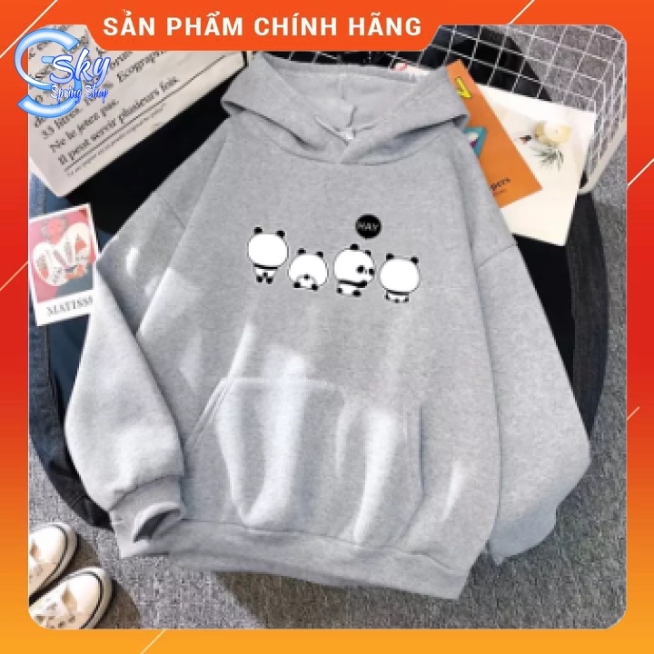 ÁO HOODIE UNISEX NAM NỮ  FORM RỘNG, CHẤT NỈ BÔNG CAO CẤP in 4 chú gấu trúc