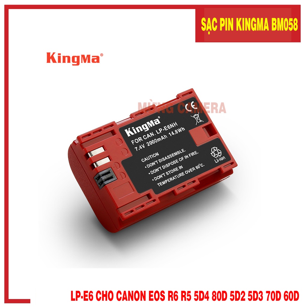Bộ Pin sạc đôi Kingma LP-E6NH EOS R6 R5 5D4 90D 6d2 5D3