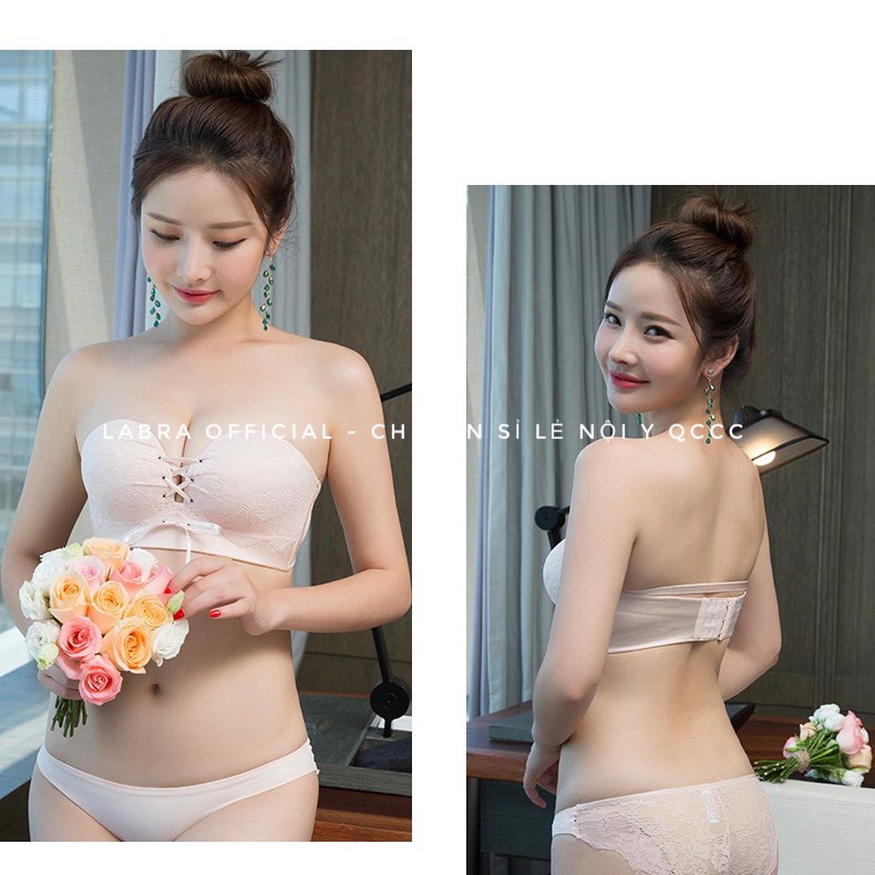 Áo lót cup ngực không dây chống tụt LABRA đệm mút bàn tay nâng ngực tạo khe MS05