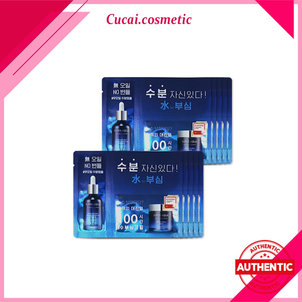 [Sample] Gói Tinh Chất Và Kem Dưỡng Super Aqua Ultra Hyalron Oil Free Hydrating Ampoule & Cream