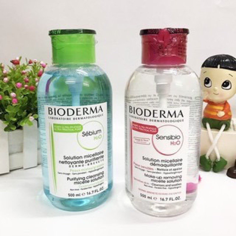 Nước tẩy trang bioderma 500ml nắp nhấn dành cho da khô và da dầu