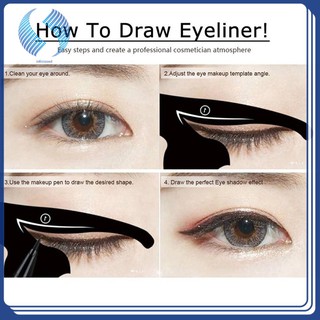 Pro 2pcs/Set Cat Eyeliner Stencil Makeup Eyebrow Models Stamp Template Card