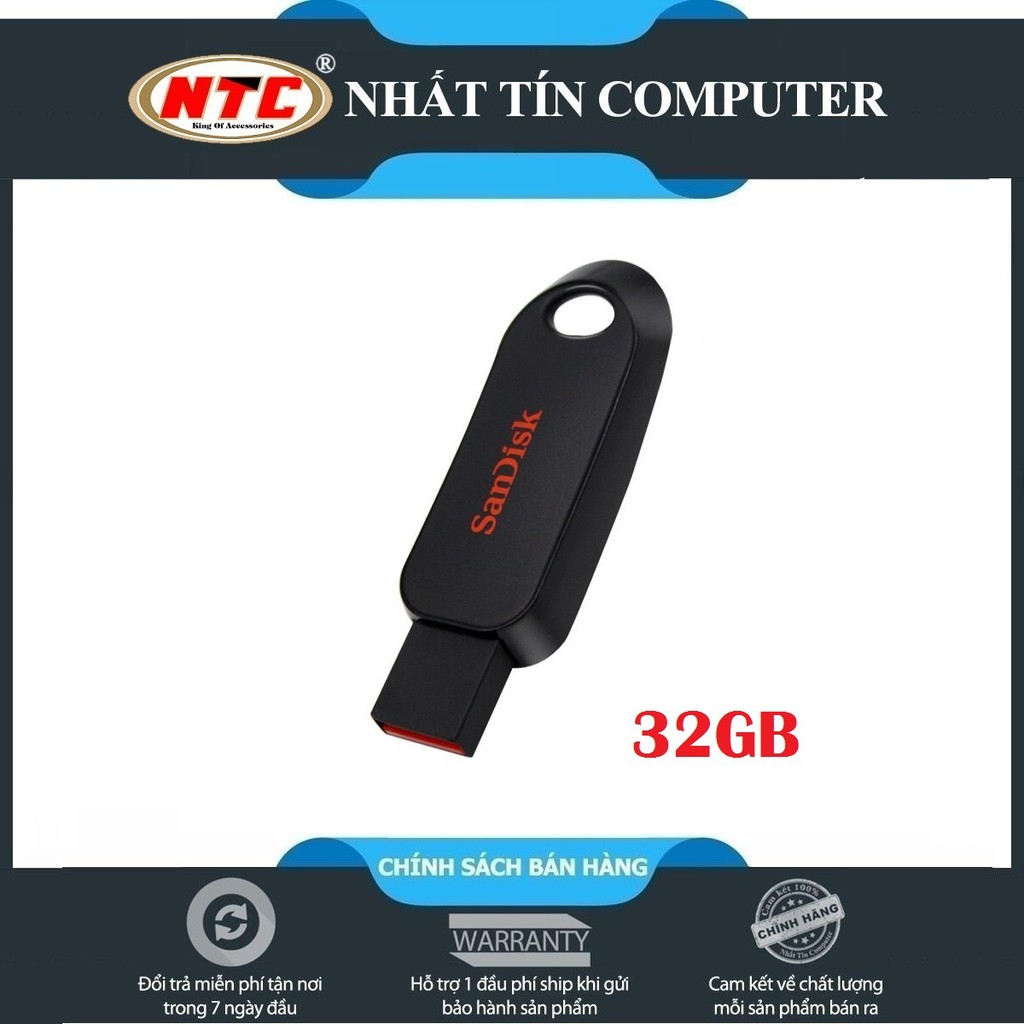 USB 2.0 Sandisk Cruzer Snap CZ62 32GB kiểu trượt (Đen)