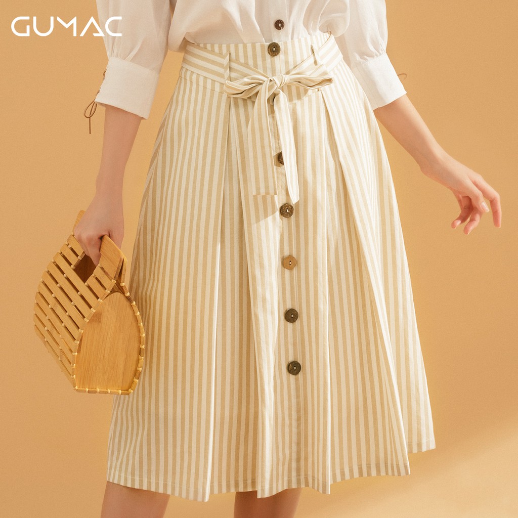 [Mã WAAUG giảm 15% tối đa 30k đơn 99k] Chân váy A sọc nơ VA734 GUMAC | BigBuy360 - bigbuy360.vn