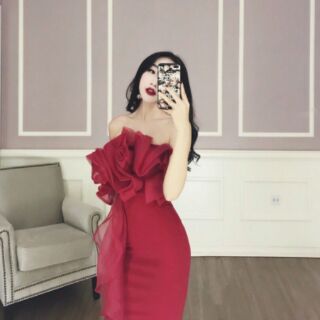 Đầm body hoa hồng cao cấp