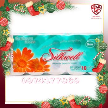 [Chính hãng] Giấy vệ sinh Silkwell cao cấp 10 cuộn 3 lớp Xanh mềm mịn, dai
