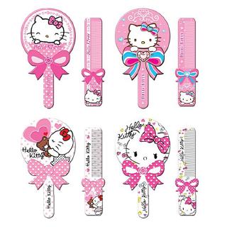 Bộ Gương Lược Nhựa Kèm Lược Hello Kitty Đáng Yêu Cho Bé Gái